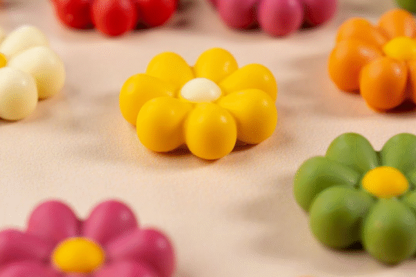 Fleurs chocolatées fourrées à la ganache fruitée